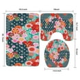 thumbnail image 3 of Pioneer Flower Floral Print Pattern Bathroom Rugs Sets 3 Piece,Toilet Cover Set,Absorbent Non Slip Bathroom Mats Sets with U-Shaped Contour Rug Toilet Rug Set, 3 of 5