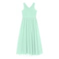thumbnail image 3 of YUUMIN Kid Girls Chiffon Formal Dress Beaded Junior Bridesmaid Dress V Neck Party Gown Mint Green 14, 3 of 5