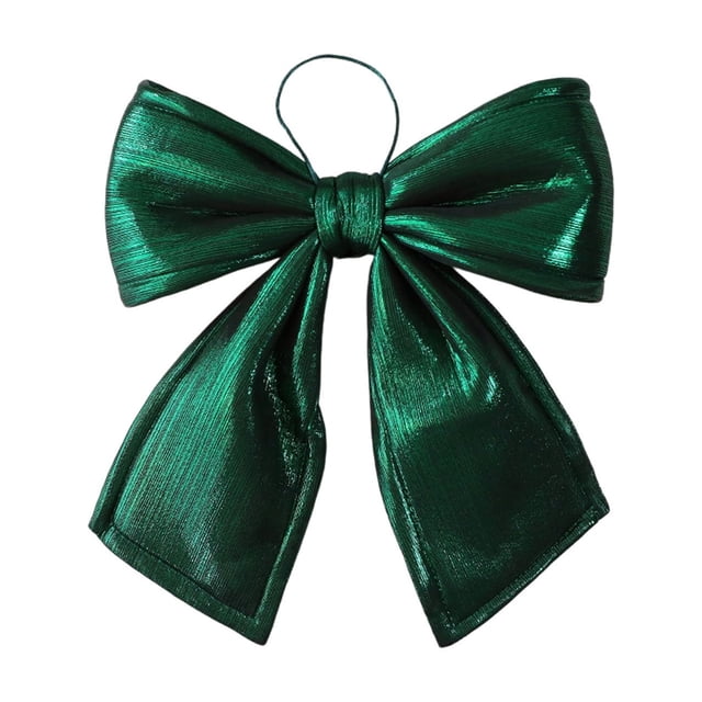 Green Christmas Bow For Christmas Tree Decoration, Velvet Bow For Wedding And Party Decor, Large Festive Bow With Hidden Wire Buckle, Wrinkle-Resistant Holiday Ornament