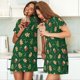 thumbnail image 4 of Easygdp green Christmas Element Camisón de manga corta para mujer, informal, estampado, 4 of 6