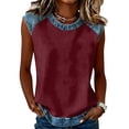 thumbnail image 2 of Domuza 250th Anniversary Shirt for Women Usa Flag Graphics Sleeveless Tops Dressy Casual Grew-Neck T-Shirts Summer 2026 Comfort Clothing Wine M, 2 of 6