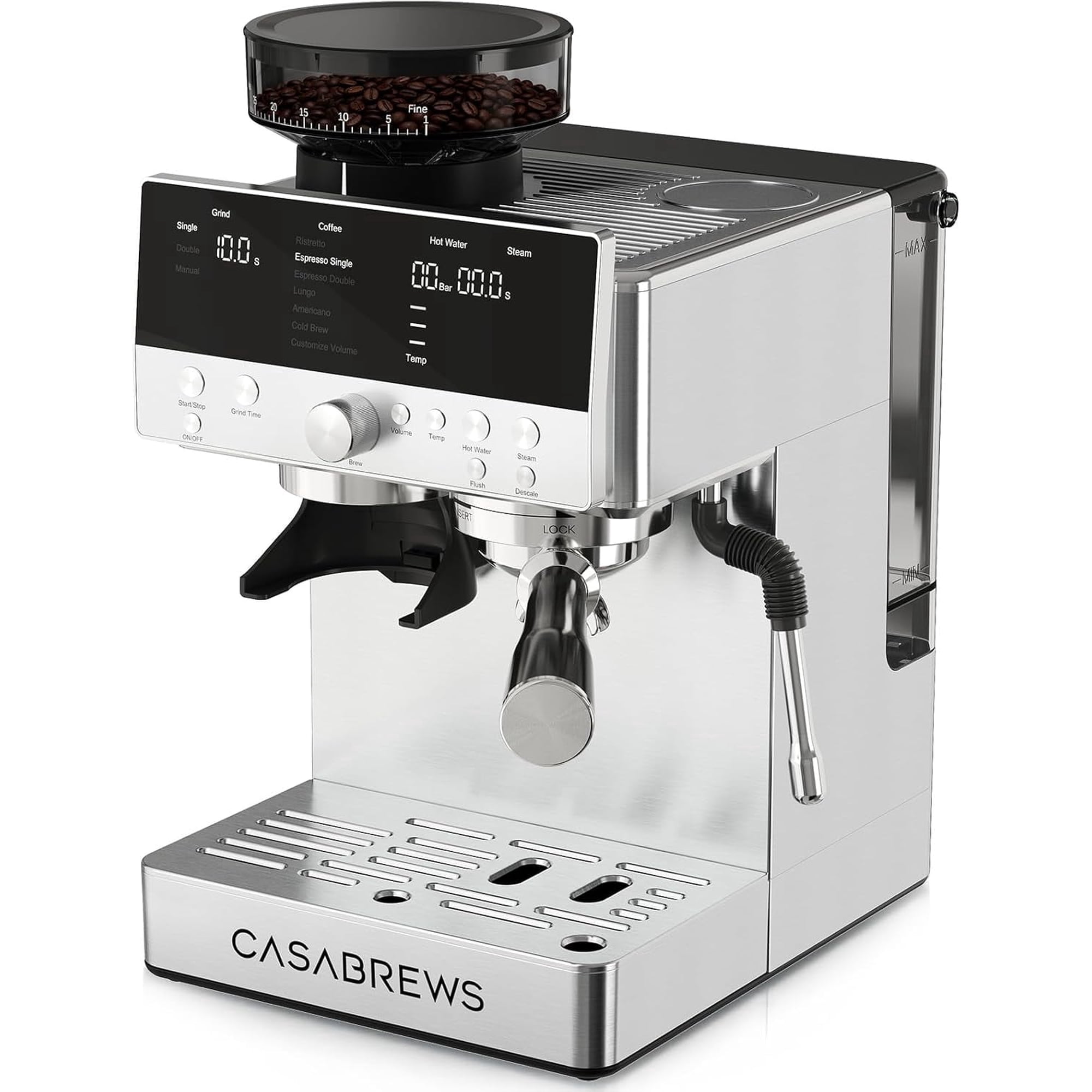 Casabrews MARENZA Espresso Machine with Grinder Coffee Machine with Steam Wand 20 Bar Pressure