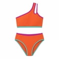 thumbnail image 3 of Tiijoy Girls Swimsuits Color Block One Shoulder Bikinis Bathing Suit, 2 Piece, Sizes 7-16, 3 of 5