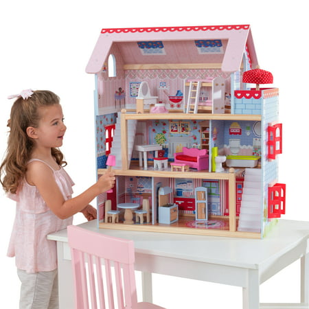 kidkraft chelsea doll cottage with 16 accessories included - walmart