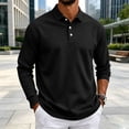 thumbnail image 5 of Long Sleeve Polo Shirts for Men Classic Button Golf Shirt Casual Collared Thermal Work Pullover Tops Black L, 5 of 8