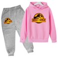 thumbnail image 3 of Ropa para niños de 3 a 12 años, estampado de dinosaurios de película, sudadera con capucha y pantalones de moda para niños y niñas, conjunto deportivo informal encantador de 2 piezas para correr, 3 of 5