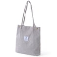 thumbnail image 1 of Sacs à Main en Velours Côtelé pour Femmes, Sac à Bandoulière Léger Réutilisable Grande Capacité Sacs de Courses Rétro Décontractés avec Sangle Renforcée Gris Clair, 1 of 8