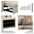 thumbnail image 4 of 104" L-Shape Reversible Sectional Sofa with Pull Out Bed and Shelves, 3 Seat Convertible Sleeper Couch w/ Storage Chaise and 2 Stools,Tufted Seater Corner Sofa & Couches for Living Room (Cream), 4 of 8