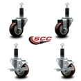 thumbnail image 2 of 3 Inch Maroon Poly Wheel Swivel 1-1/8 Inch Expanding Stem Caster Set 2 Brakes, 2 of 2