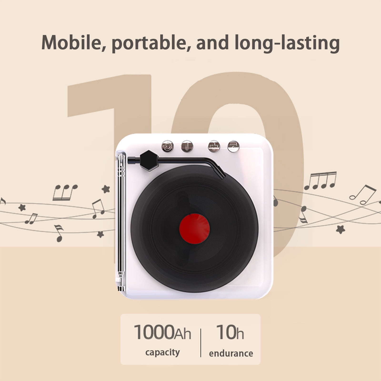 LACKUST Record Player Wireless Bluetooth Sound Retro Creatives Mini Portable Card Insert Small Speaker Subwoofer Gift,White