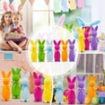 thumbnail image 6 of Easter Decorations Flocked Bunnies Figurine with Bow tie 8.8" Flocking Rabbit Tabletop Ornament for Easter Centerpieces for Home Office Spring Display, Cute Colorful Decor, 6 of 9