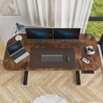 thumbnail image 4 of DEALTOPS 63 x 30in Electric Standing Desk with Power Outlets, Height Adjustable Table with Mouse Pad, Rustic Brown, 4 of 9
