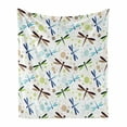 thumbnail image 1 of Dragonfly Soft Flannel Fleece Blanket, Colorful Toned Flying Dragonflies Pattern with Bubbles and Circular Shapes Print, Cozy Plush for Indoor and Outdoor Use, 60" x 80", Multicolor, by Ambesonne, 1 of 6