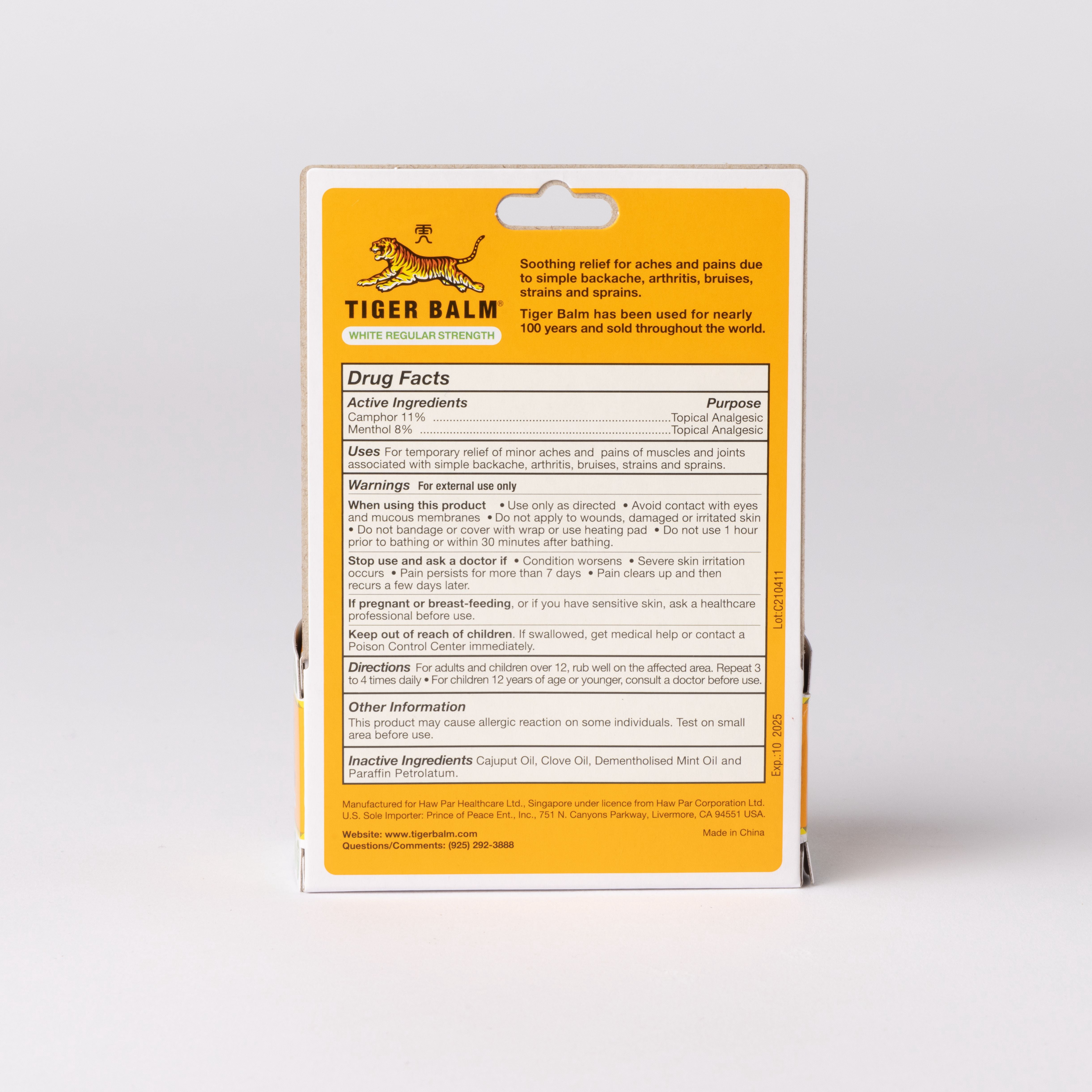 Tiger Balm Pain Relief Ointment, 0.63 oz Jar, Relief for Backaches, Strains, Sore Muscles