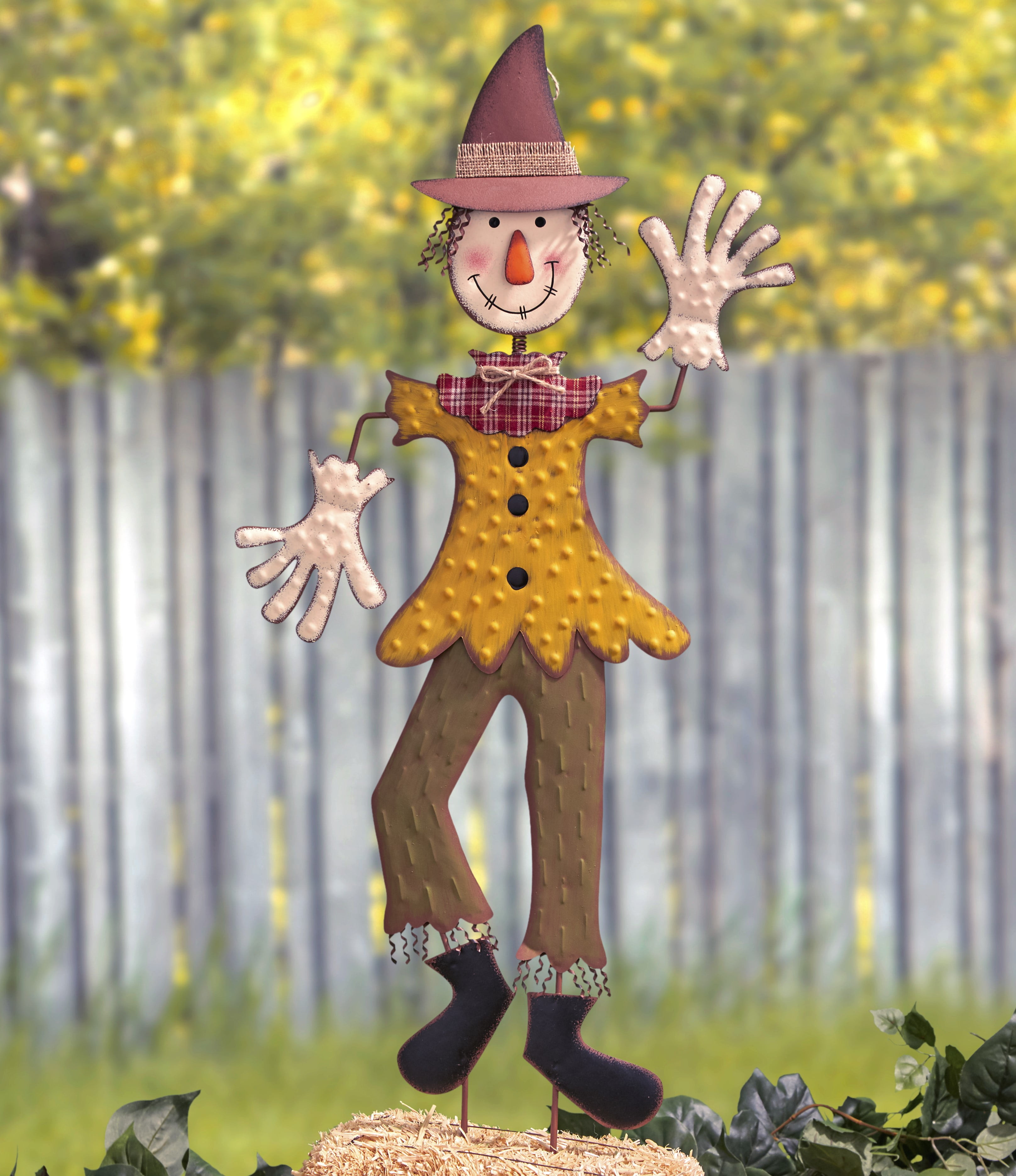 Silly Waving Scarecrow Garden Stake Decoration for Autumn Season