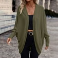 thumbnail image 2 of FRSASU Womens Long Sleeve Cardigan Open Front Oversized Knitted Sweater Coat Solid Casual Warm Overcoat Army Green, 2 of 8