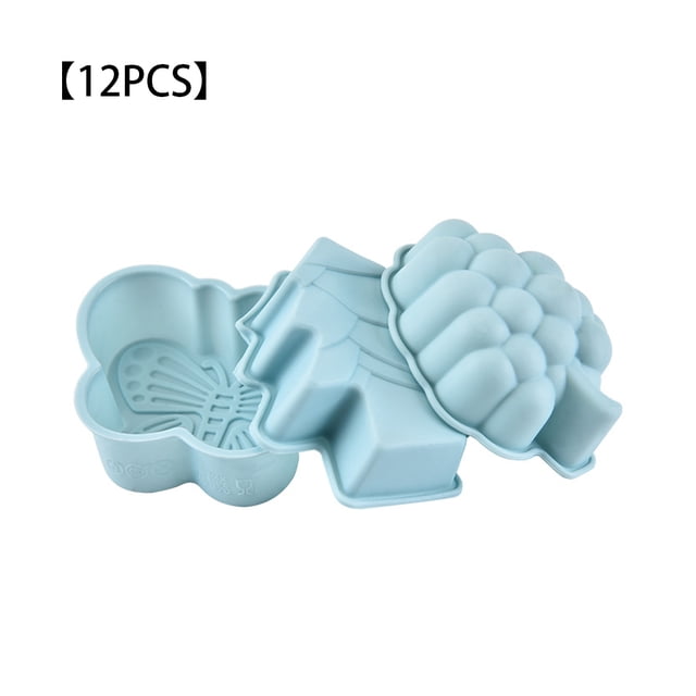 Worallymy 12 Uds. moldes de árbol de Navidad para pasteles moldes antiadherentes para cupcakes patrones variados herramientas para postres accesorios de silicona para hornear Worallymy JD735806095