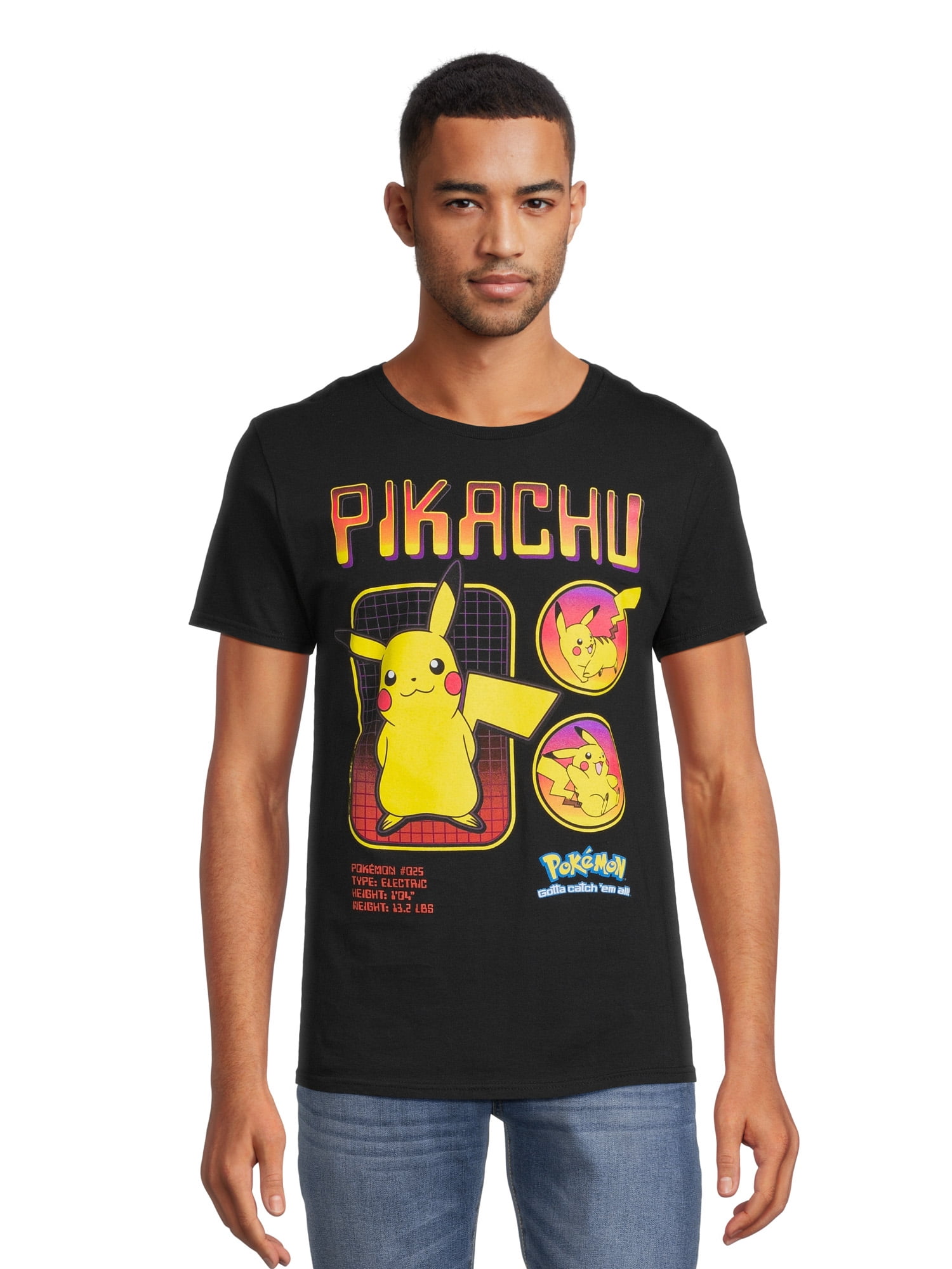 Pokémon Men's & Big Men's Four Squares Characters and Pikachu Brushy Short  Sleeve Graphic T-Shirt, 2-Pack 