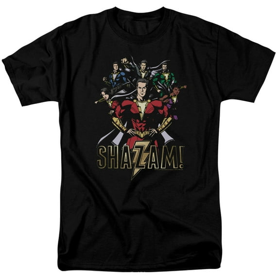 Shazam Movie Group Of Heroes Adult 18/1 T-Shirt Black