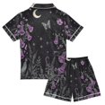 thumbnail image 2 of FORMRS Kids Short Sleeve Top and Pants Pajama Set Unisex Satin 2-Piece Sleepwear, Sizes 13-14Y, Gothic Floral Print, 2 of 8