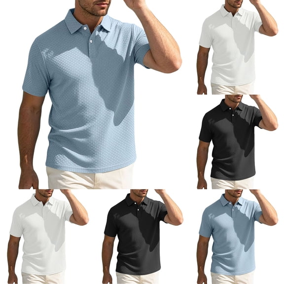 Daiosportswear Men'S Knit Polo Shirts Short Sleeve Slim Fit Textured Golf Shirt Summer Vacation T-Shirts White XL(XL)