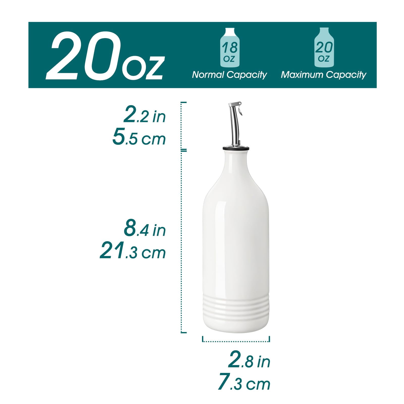 NexTone 20 Oz Ceramic Olive Oil Dispenser Bottle, Bottle Dispenser with Spout and Funnel for Kitchen,Suitable for Oil, Vinegar, Coffee Syrups & Other Liquids,Cream