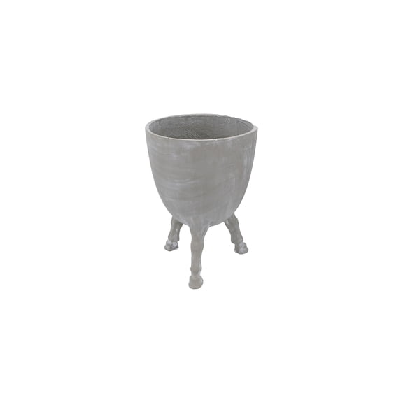 Beachy Cement Planter - 16" Gray Planter with 3 Legs - Indoor/Outdoor Decor