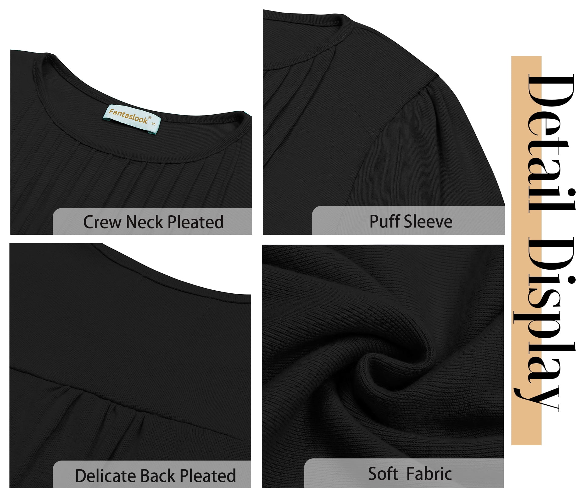 Fantaslook Pleated Blouses for Women Dressy Casual Long Sleeve Shirts Fall Tunic Tops