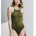 thumbnail image 4 of TD Collections Seamless Slash Adjustable Strap Body Suit (Army, Small), 4 of 4