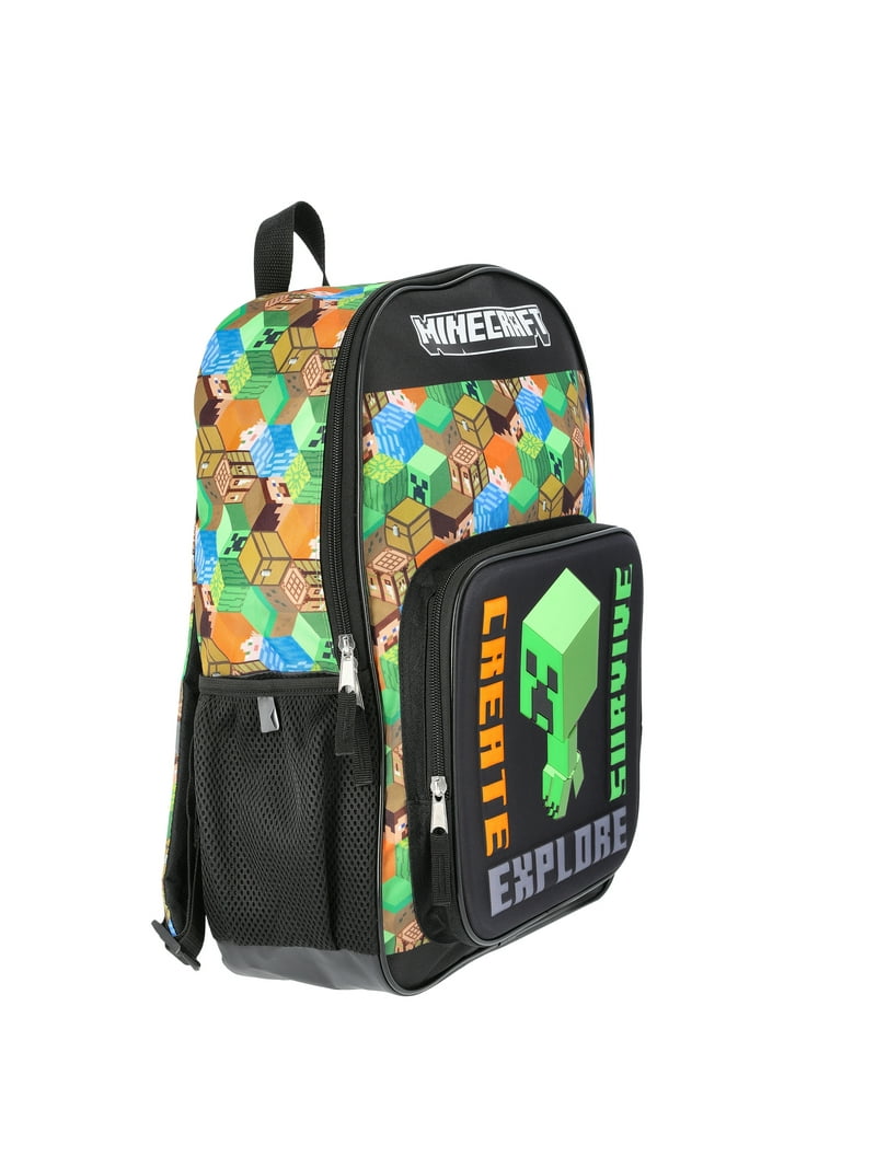Minecraft Creeper Gamer Backpack for Kids and Adults, Laptop Backpack, Gift for Gamers, Black., Waist Unique, Daypack