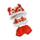 thumbnail image 3 of Conjunto de 3 piezas de ropa de peluche para juego de simulación de danza del león suave, ropa para muñecas rojo, 3 of 7