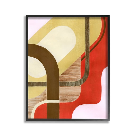 Stupell Industries Wavy Retro Shapes Abstract Painting Black Framed Art Print Wall Art, 11 x 14