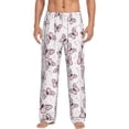 thumbnail image 2 of Picia Pink Butterflies (2) Mens Soft Woven Cotton Elastic Waistband Sleep Pajama Pant Lounge Sleep Pant With Pockets And Drawstring-Small, 2 of 9