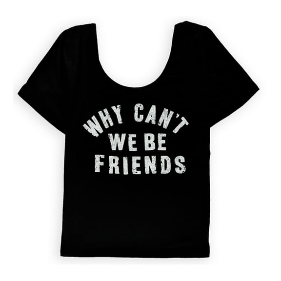 Aeropostale Womens Why Can't We Be Friends Graphic T-Shirt, Black, Juniors, Large