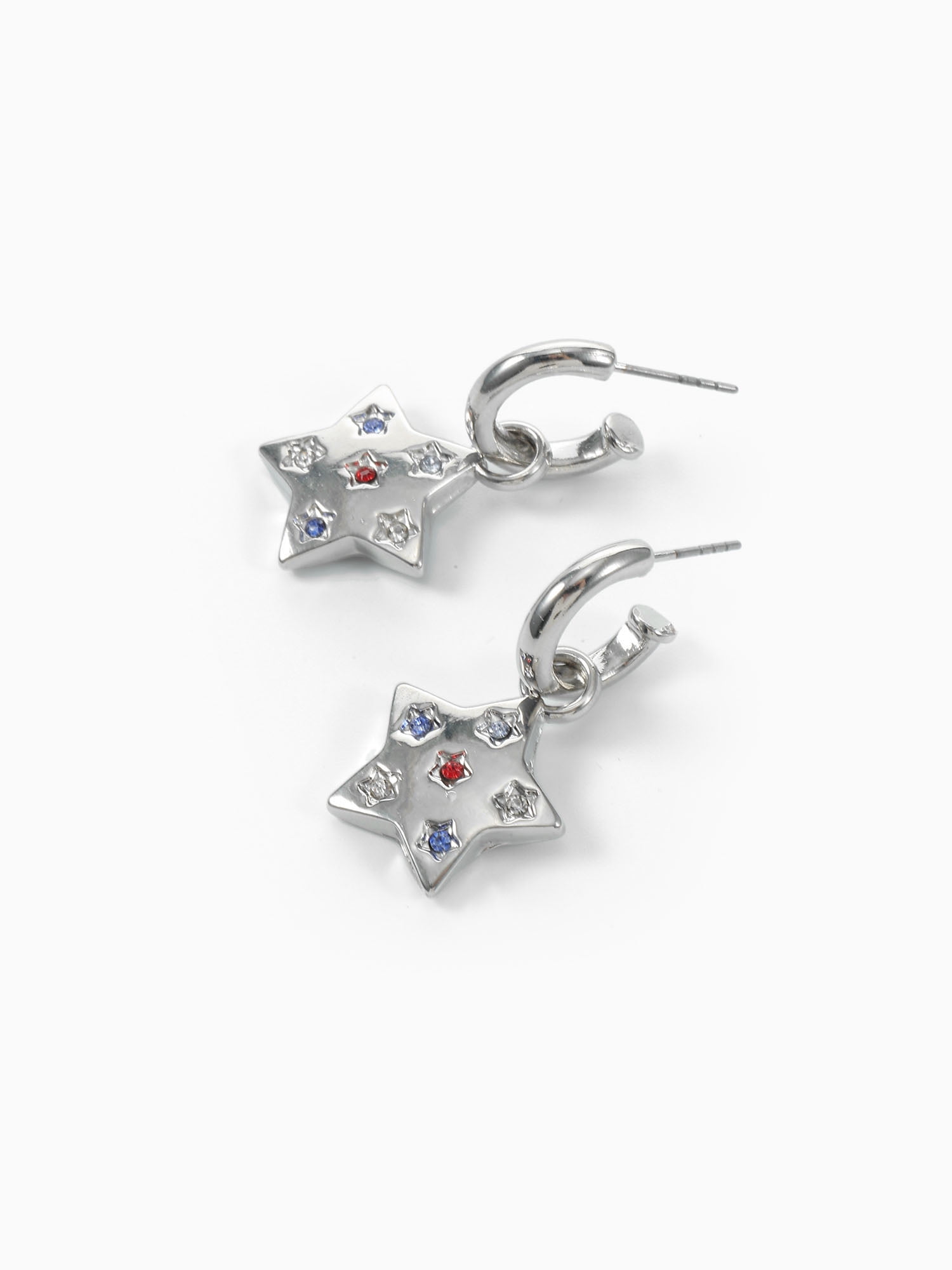Way to Celebrate Americana Crystal Star Mini Hoop Earrings