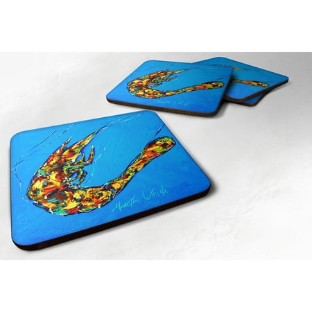 

Carolines Treasures MW1026FC Shrimp Felix Foam Coaster Set of 4 3 1/2 x 3 1/2 multicolor