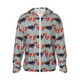 thumbnail image 2 of Uemuo Dachshund Dog Heart Pattern Women's Full Zip UPF 50+ Sun Protection Hoodie Jacket Long Sleeve Sun Shirt Hiking Outdoor Performance with Pockets-, 2 of 9