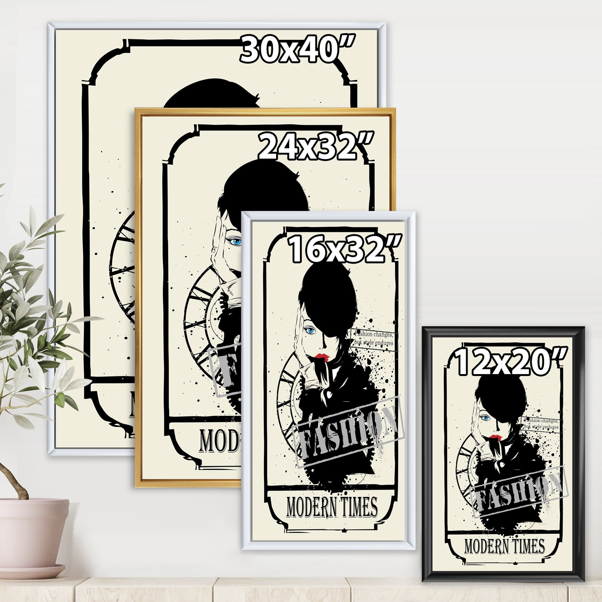 Designart 'Style Passion Life Fashion Woman VII' Vintage Framed Canvas Wall Art Print