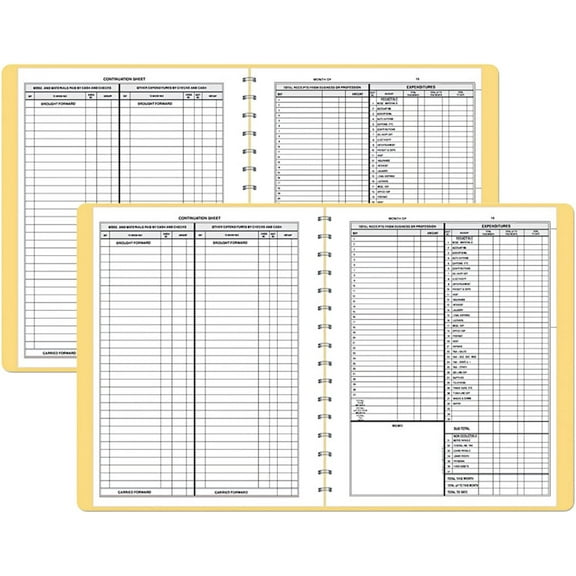 Dome 612 Bookkeeping Record, Tan Vinyl Cover, 128 Pages, 8 1/2 x 11 Pages - 2 Pack
