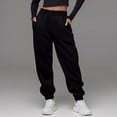 thumbnail image 3 of Women's High Waisted Loose Sportswear Pants with Pockets - Jogging Pants for Everyday Use and Winter Comfort,Black,L, 3 of 7