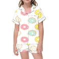 thumbnail image 4 of Pyjamas en Satin Imprimé Manches Courtes Ensemble de Hauts Boutonnés Pyjamas Décontractés pour Filles Garçons Mode, 4 of 7