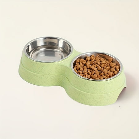 Stainless Steel Double Pet Bowls With Non-Skid Base, Easy To Clean Dog Bowls Perfect For Food And Water