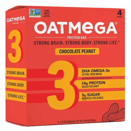 Oatmega Bar, 14 Grams of Protein, Chocolate Peanut Crisp, 1.8 Oz, 4
