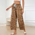 thumbnail image 5 of Stralyhd Leopard Barrel Pants for Women Baggy Drawstring Wide Leg High Waisted Linen Trousers Casual Cheetah Print Summer Leisure Going Out Pants Brown L, 5 of 8
