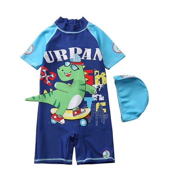 Baby Toddler Boys One Pieces Swimsuit Set Boys Swimwear With Swim Cap Dinosaur Bathing Suit Rash Guards Beach Wear A25