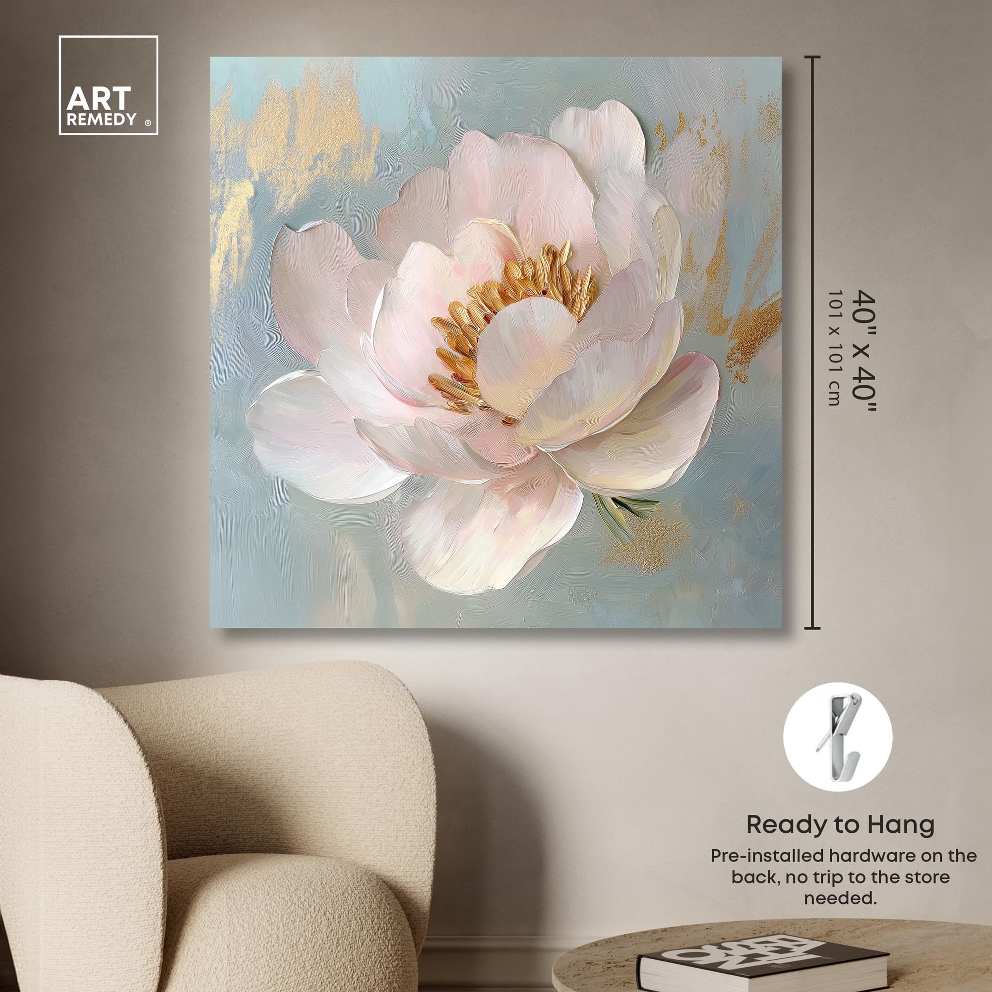 Whispers of a Golden Dawn Canvas Flower Art by Art Remedy, Gallery Wrapped, 40" x 40"