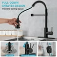 thumbnail image 3 of Kitchen Faucet with Pull Down Sprayer, Single Handle Pull Out Spring Sink Faucets for 1 or 3 Hole, Brushed Nickel, Dual Function RV Stainless Steel Kitchen Faucets with Water Lines(Matte Black), 3 of 6