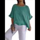 thumbnail image 1 of Blusa de Algodón y con Cuello Redondo, Dobladillo con Volantes y Corta, Color Liso, para Mujer. Verde L, 1 of 7