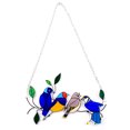 thumbnail image 1 of Multicolor Birds On A Wire High Stained Glass Window Panel, Bird Series Ornamen, 1 of 10