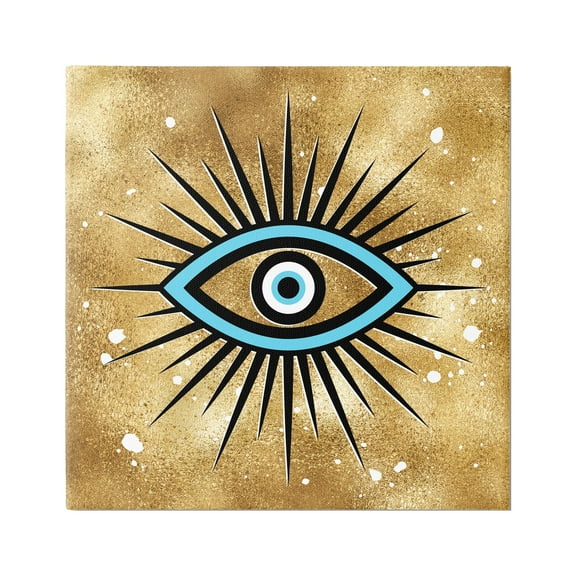 Stupell Industries Evil Eye on Speckled Glam Abstract Painting Gallery Wrapped Canvas Art Print Wall Art, 17 x 17